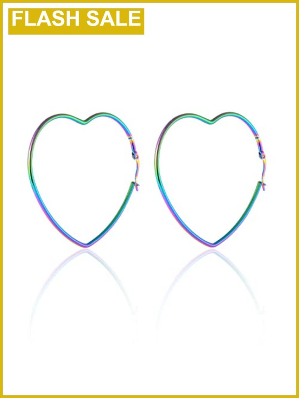 Womens Large Heart Huggie Hinged Hoop Earrings Stainless Steel